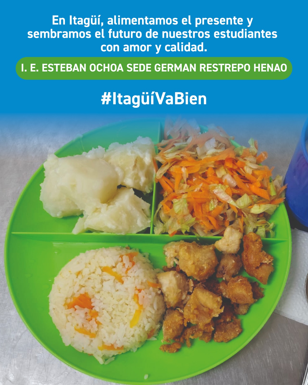 En Itagüí, alimentamos el presente y sembramos el futuro de nuestros estudiantes con amor y calidad.
I.E. Esteban Ochoa Sede Germán Restrepo Henao
#ItagüíVaBien